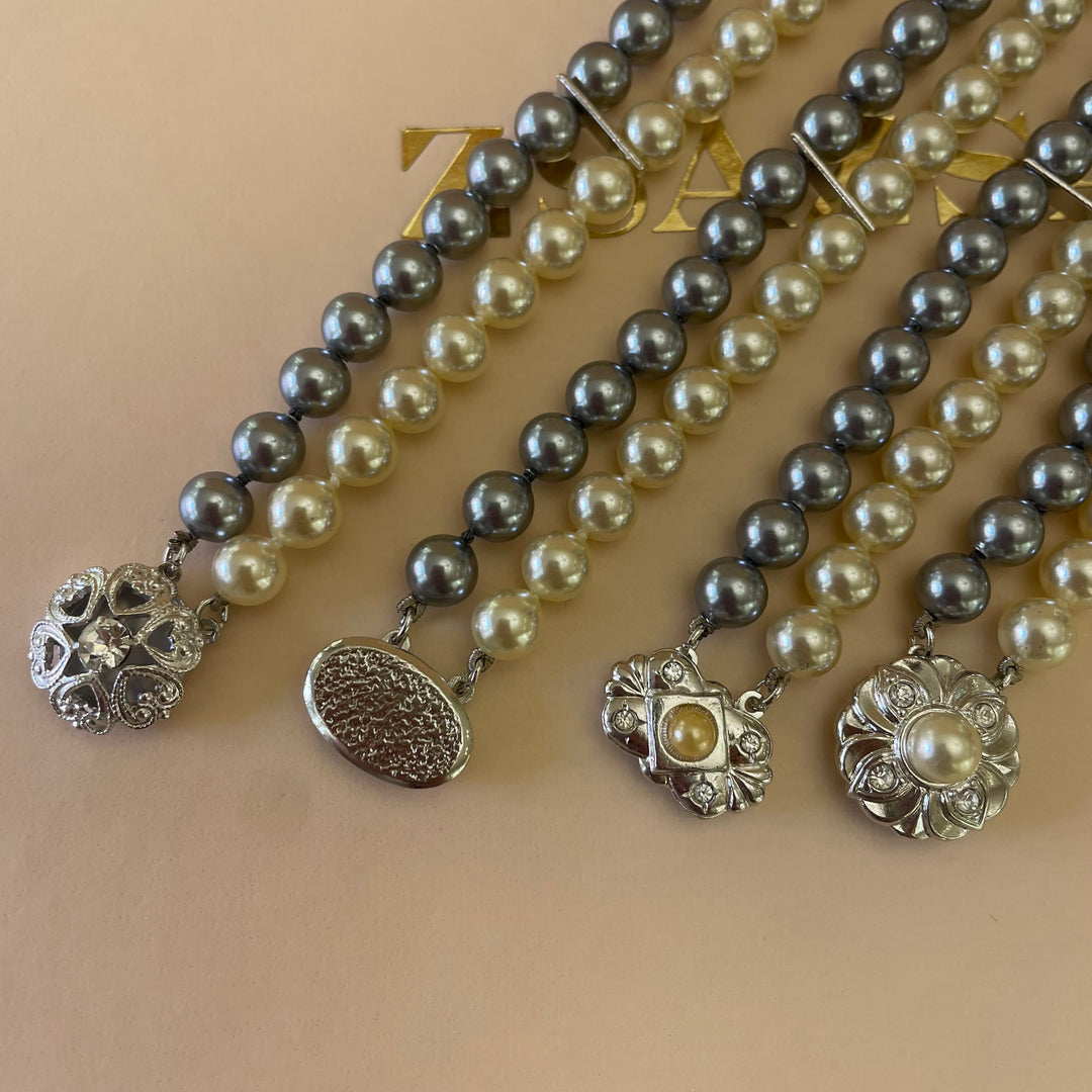 Grey & cream pearls bracelet
