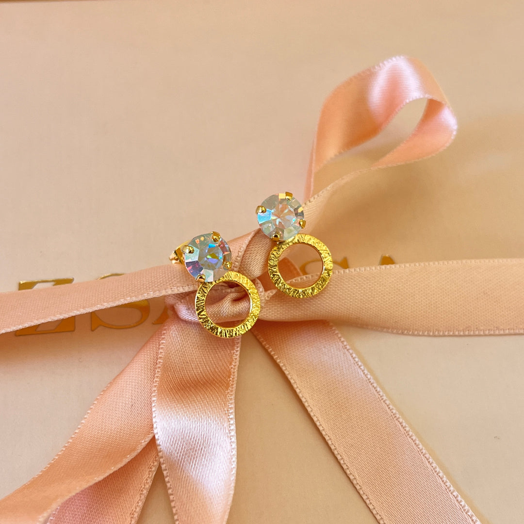 Aurora borealis handmade studs and ring