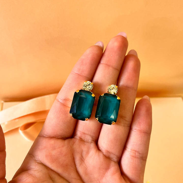 Dark green rectangular Swarovski crystals set