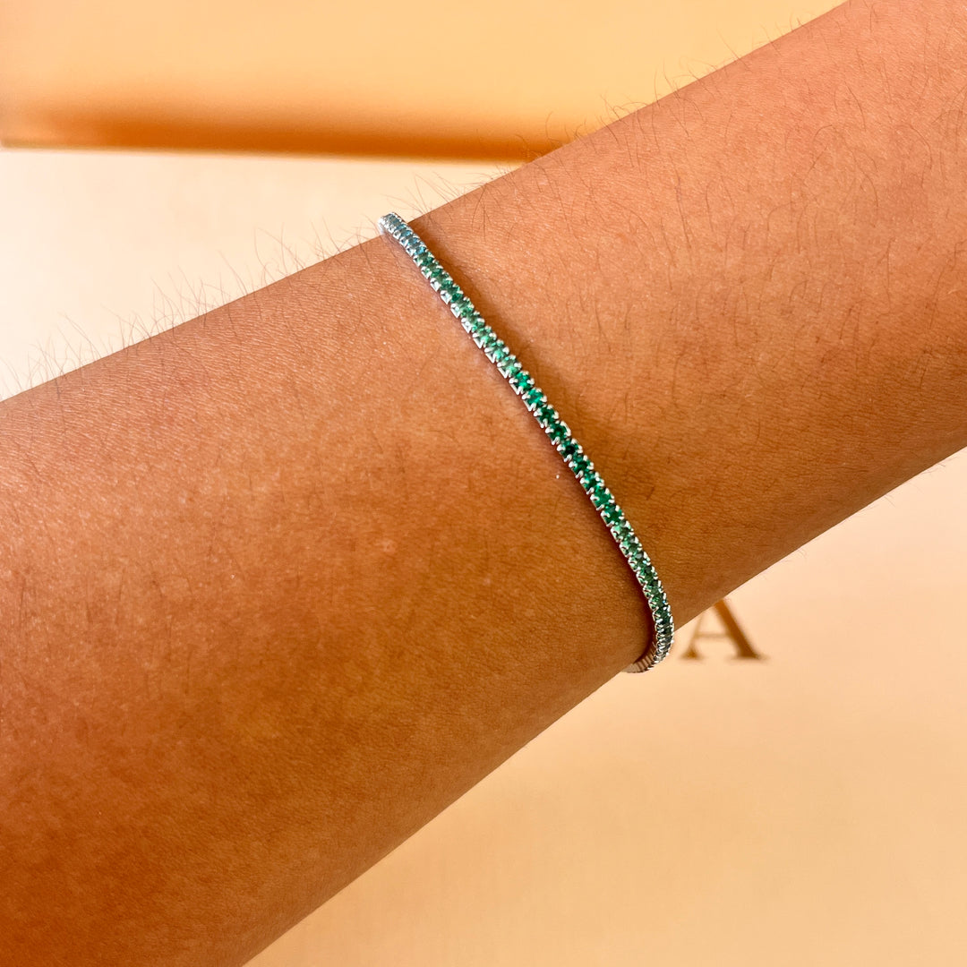 Gradient green zircone necklace and bracelet