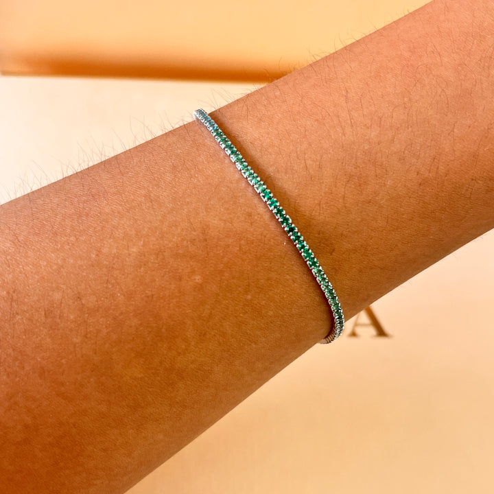 Gradient green zircone necklace and bracelet