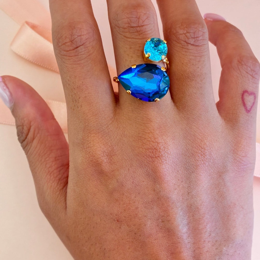 Royal blue Swarovski crystals gold plated set