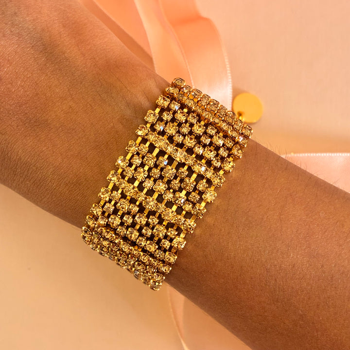 9 rows Bronze Preciosa crystals bracelet