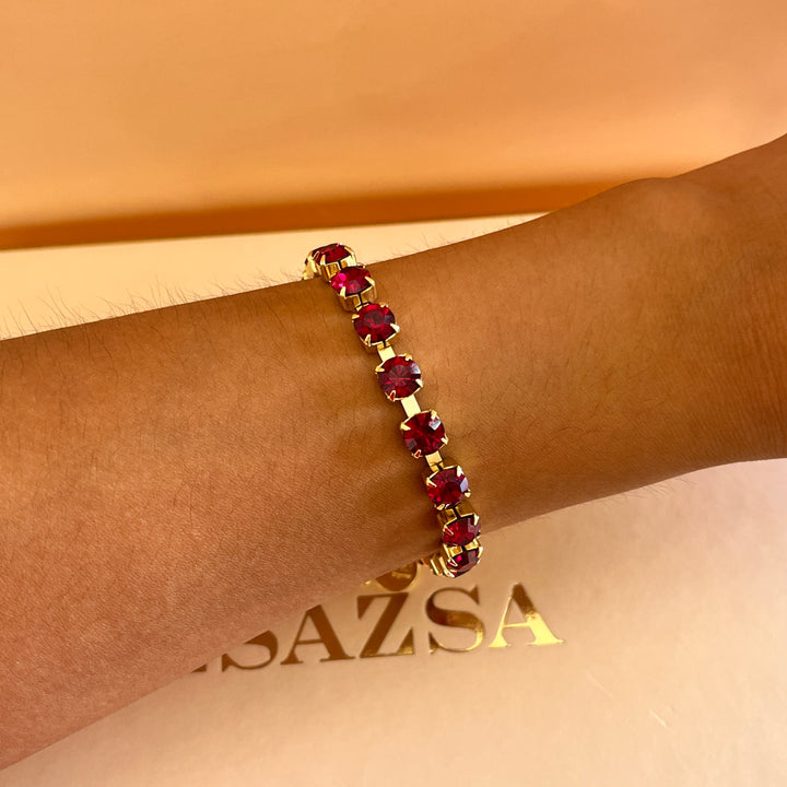 Dark red Swarovski crystals bracelet