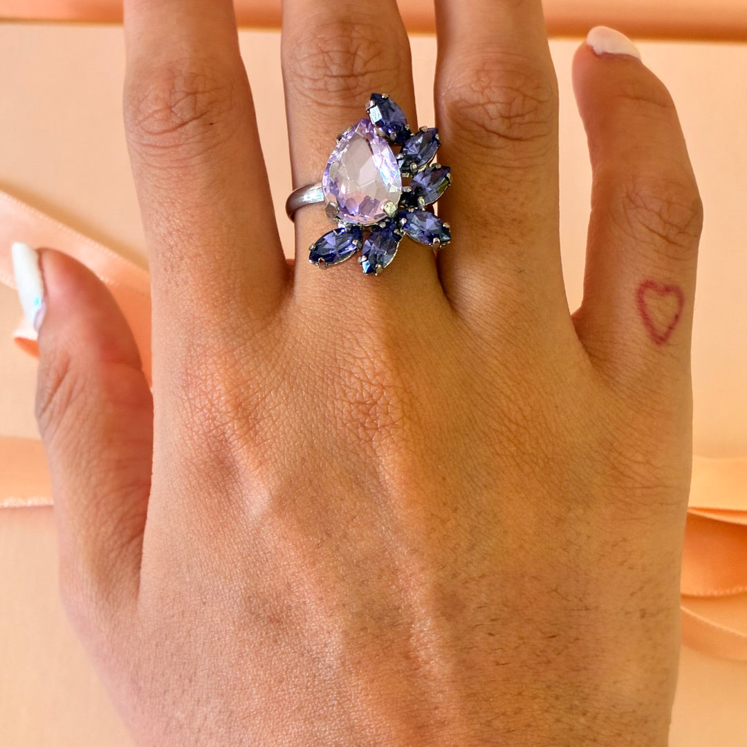 Purple and lilac teardrop silver plated set