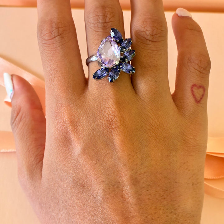 Purple and lilac teardrop silver plated set