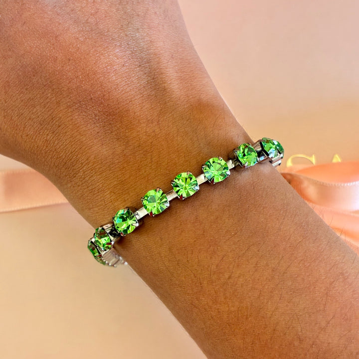 Green Preciosa crystals silver set
