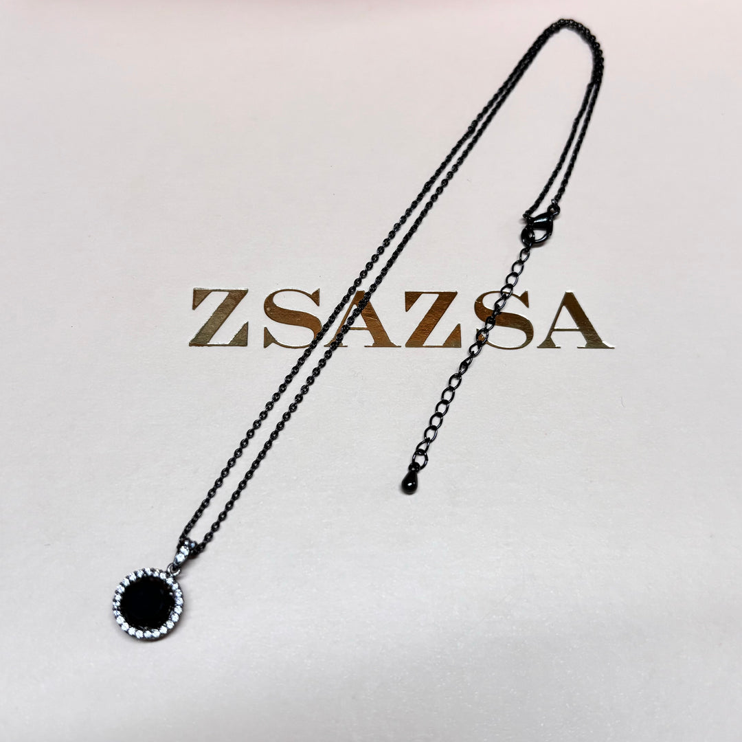 Dainty all black zircone pendant