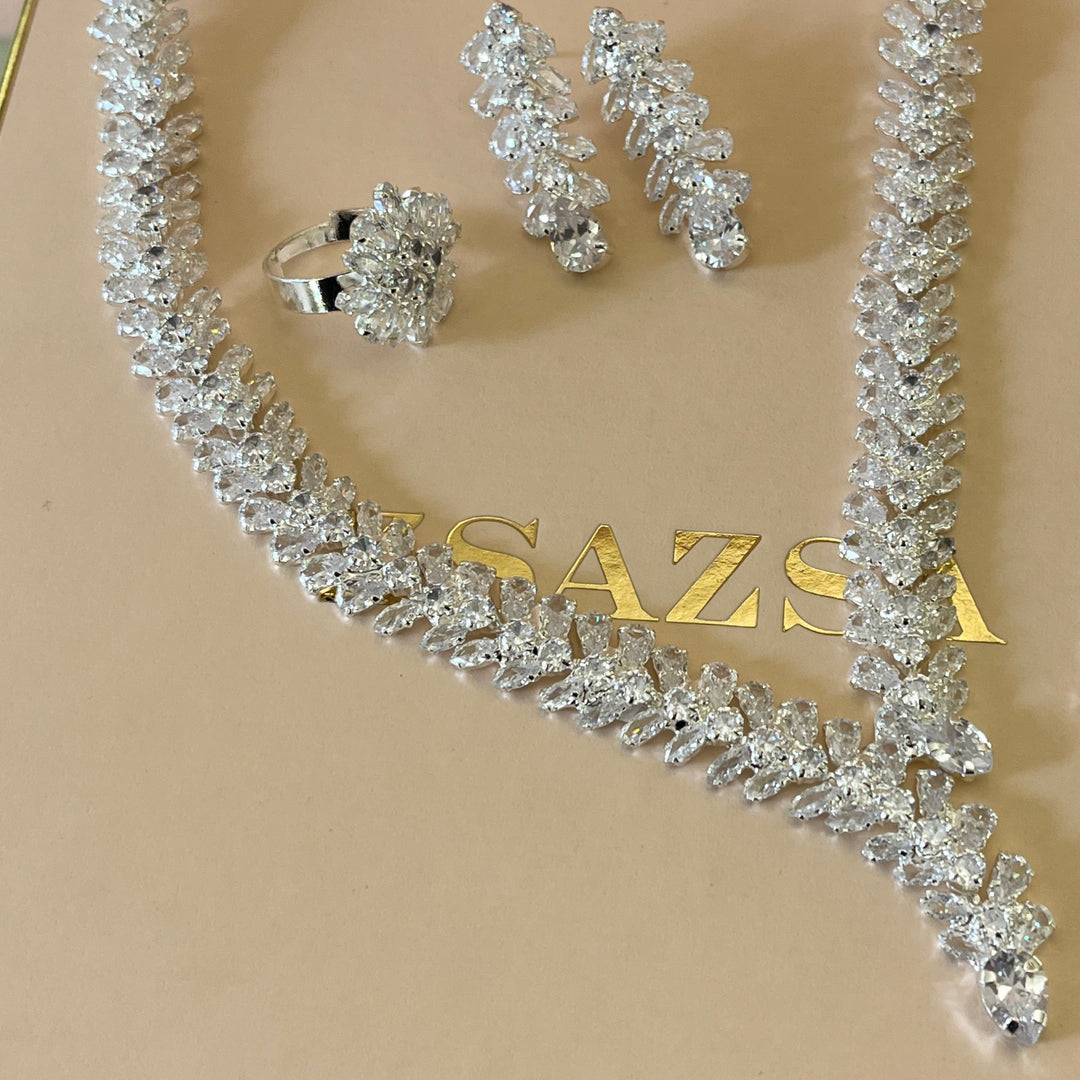 Mixed stones silver zircone set