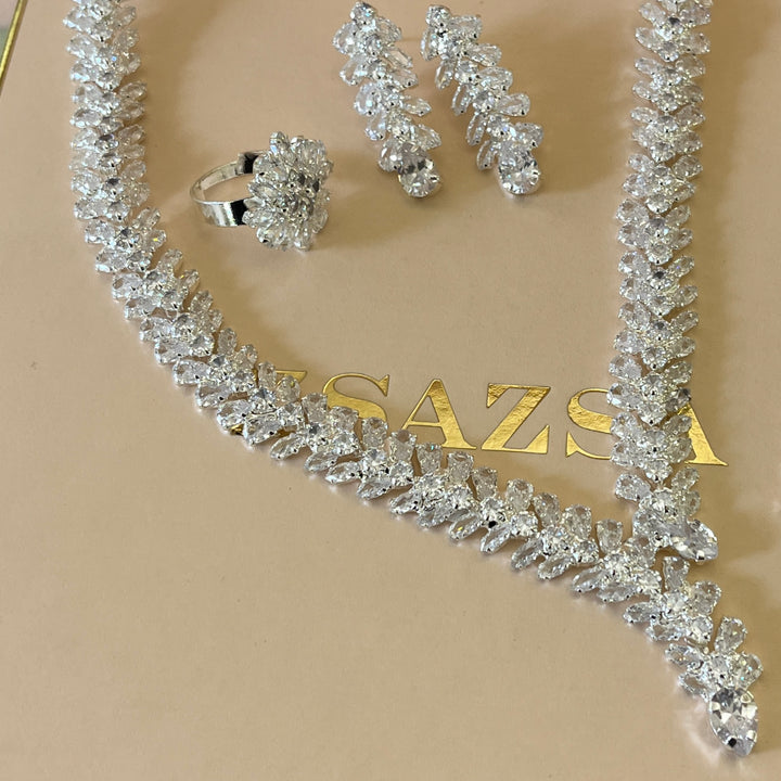 Mixed stones silver zircone set