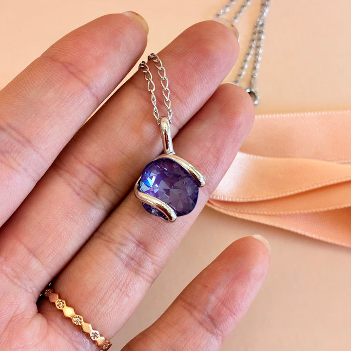 Murano purple pendant silver set