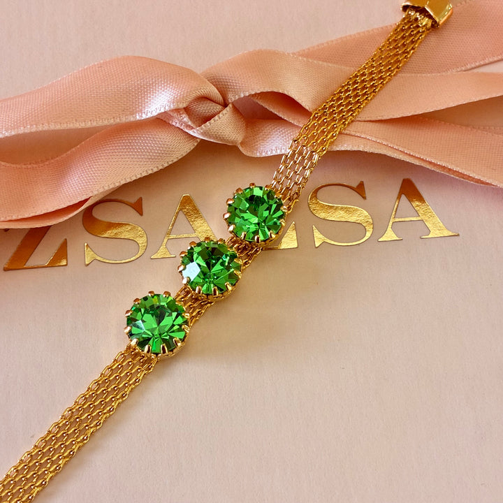 3 green stones Preciosa crystals bracelet