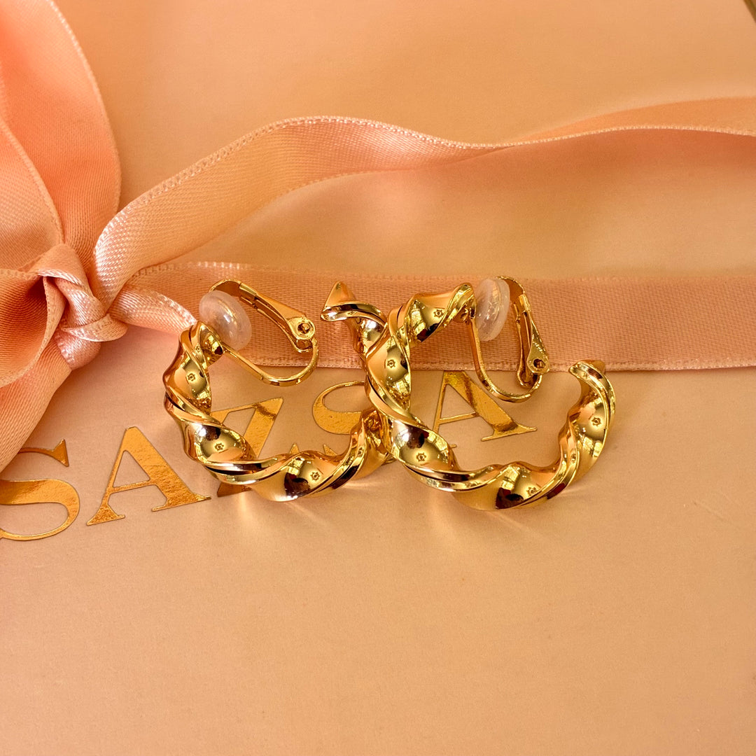 Gold twisted hoops