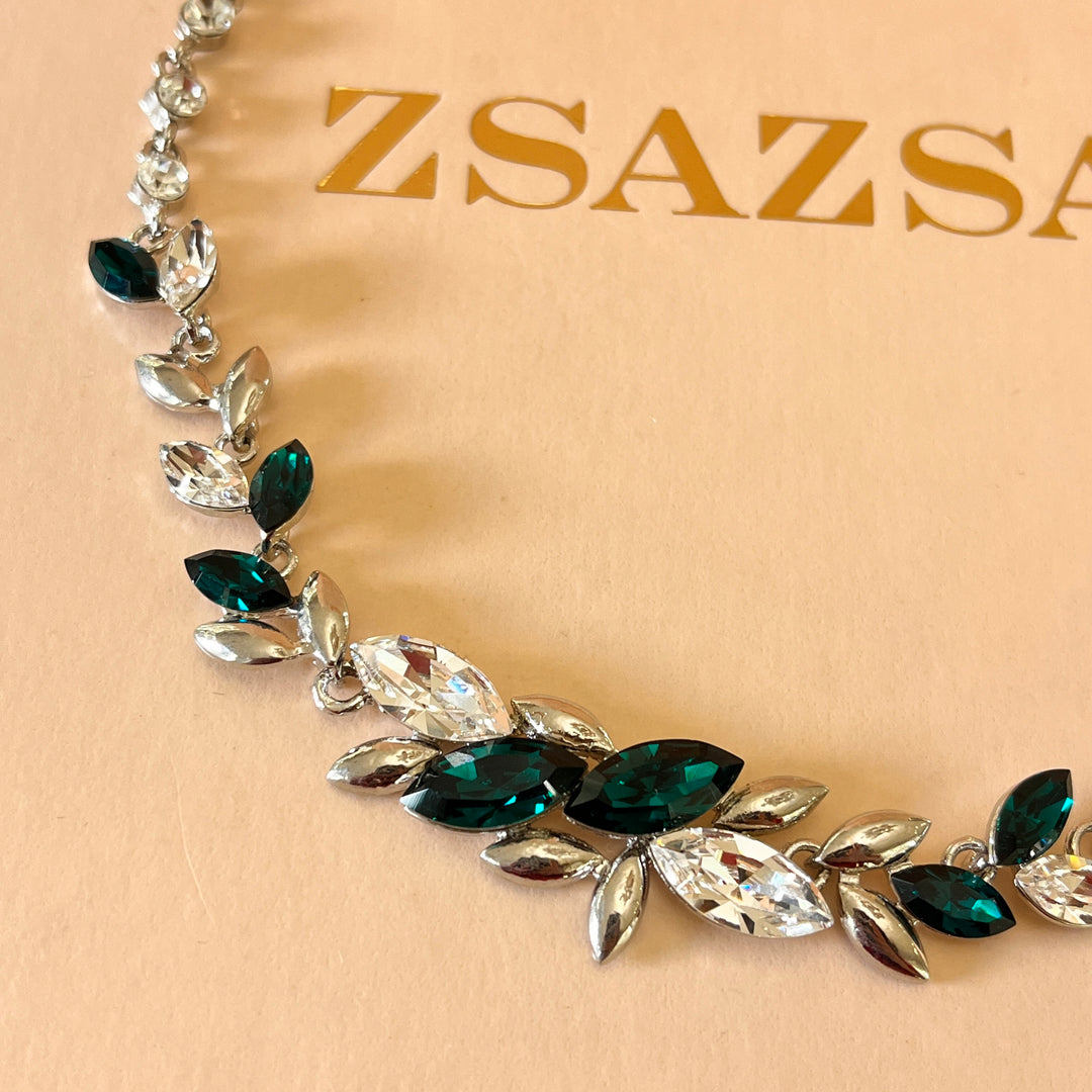 Marquise dark green Swarovski crystals set