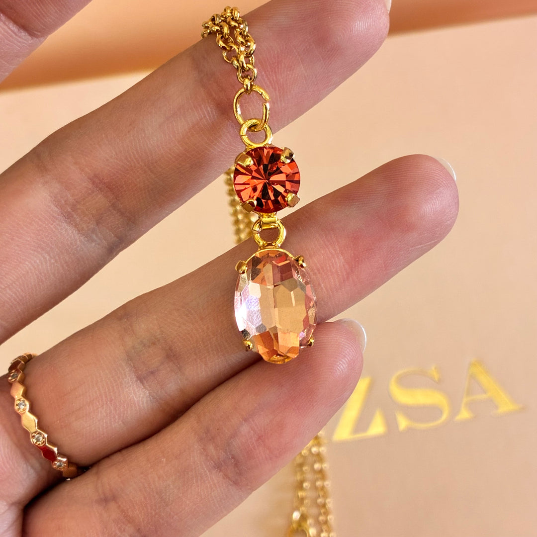 Peach and orange Swarovski crystals pendant