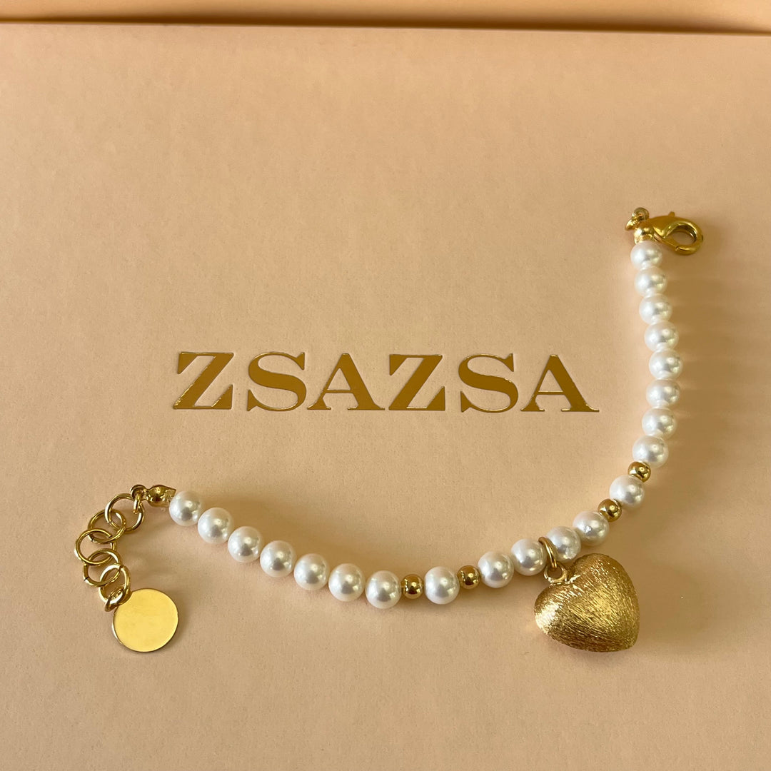 Heart gold & pearls set