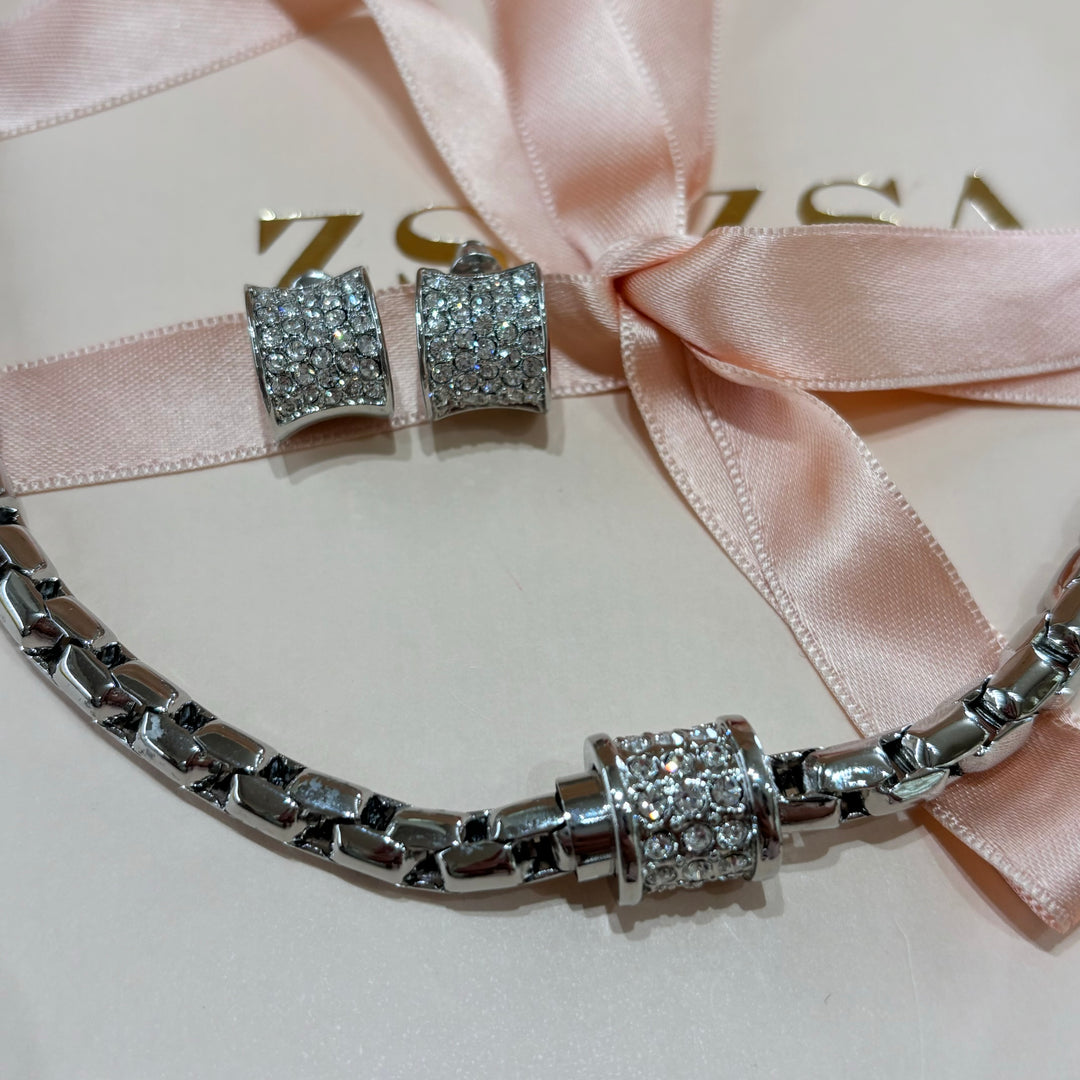 Rhinestone silver set