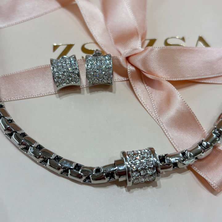 Rhinestone silver set