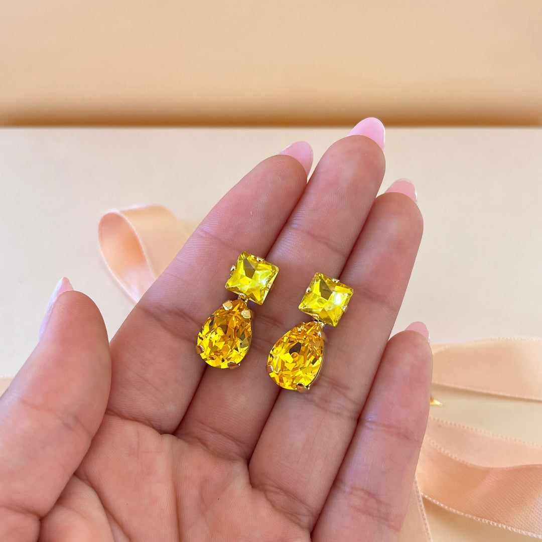 Yellow Swarovski crystals studs