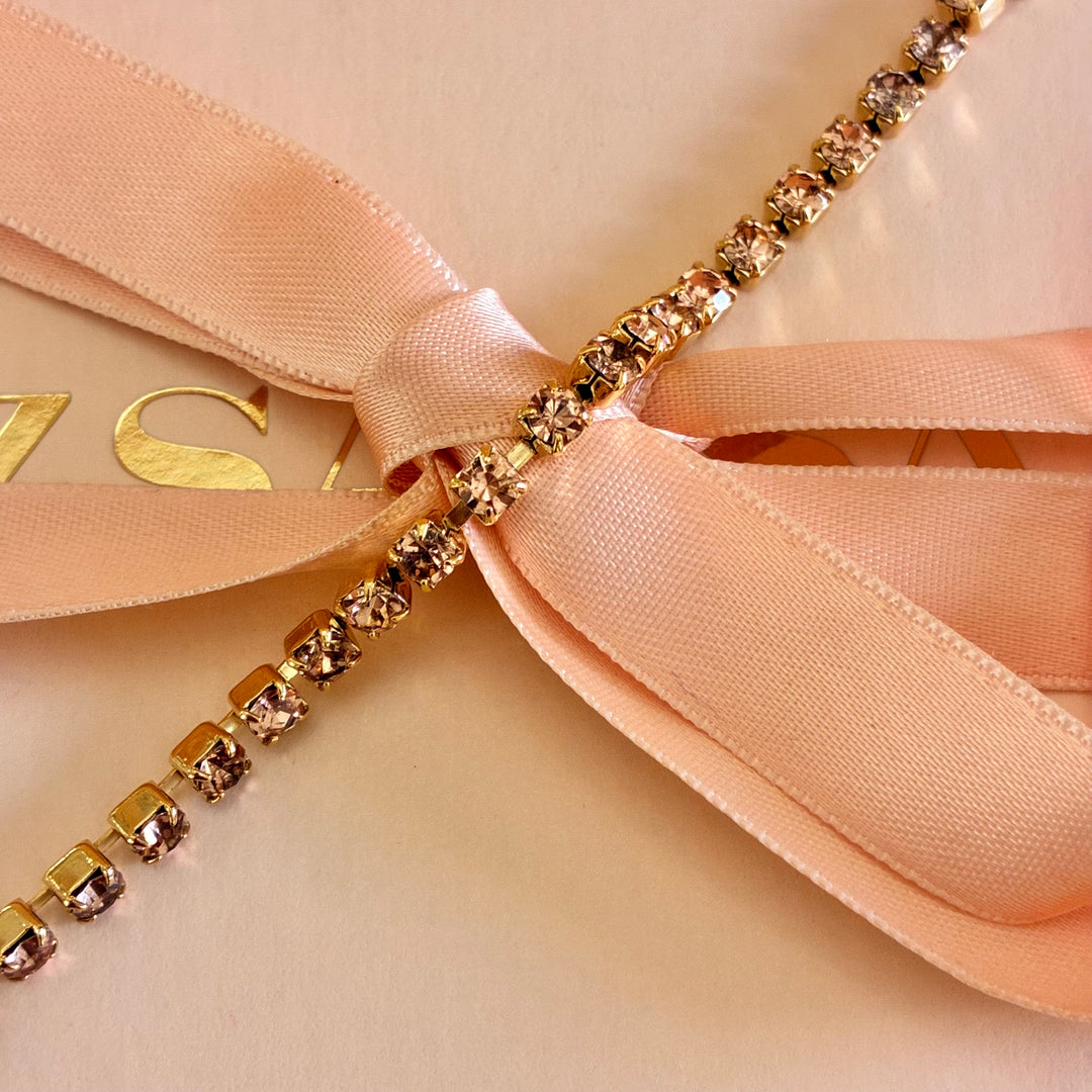 Dainty Peach Swarovski crystals bracelet