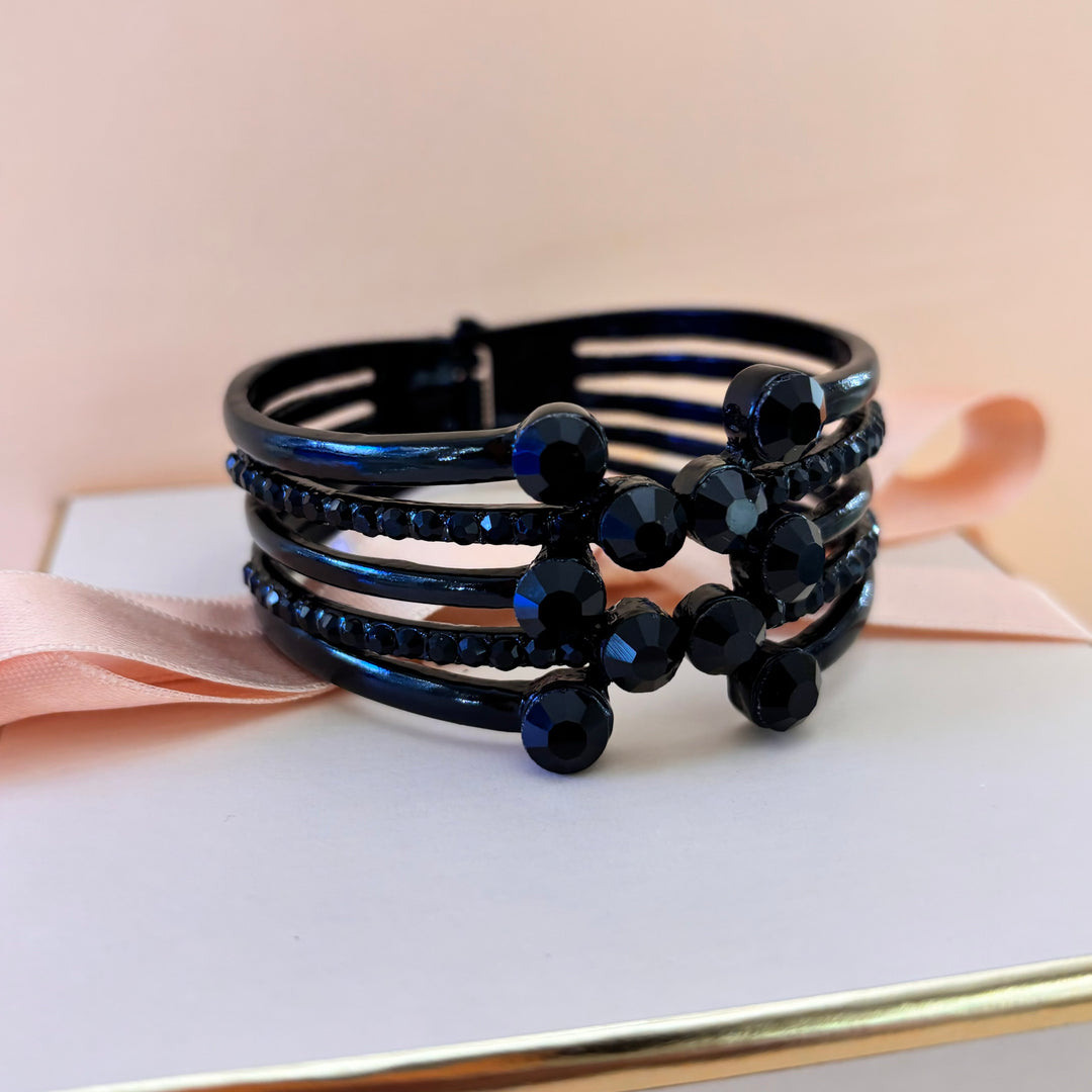 Black rhinestone chunky bangle