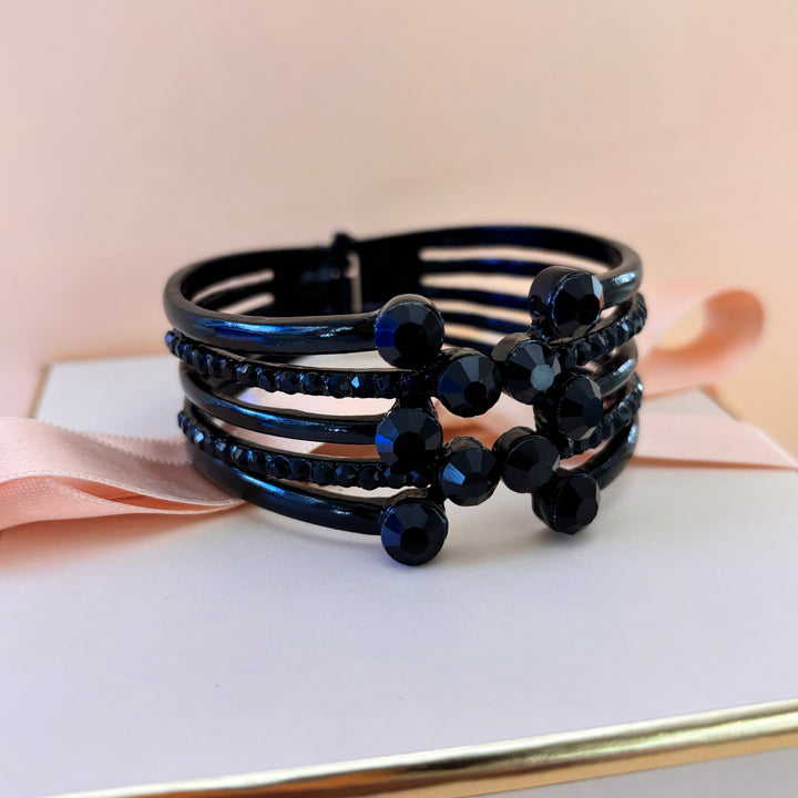 Black rhinestone chunky bangle