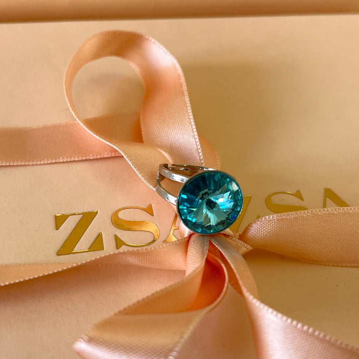 Turquoise Swarovski crystal ring