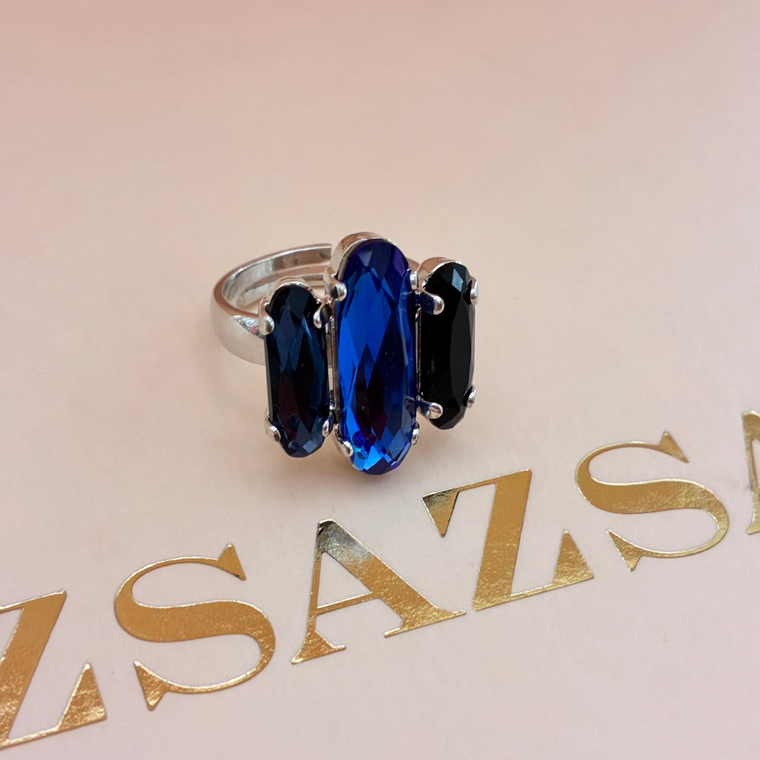 Blue and black Swarovski crystals set