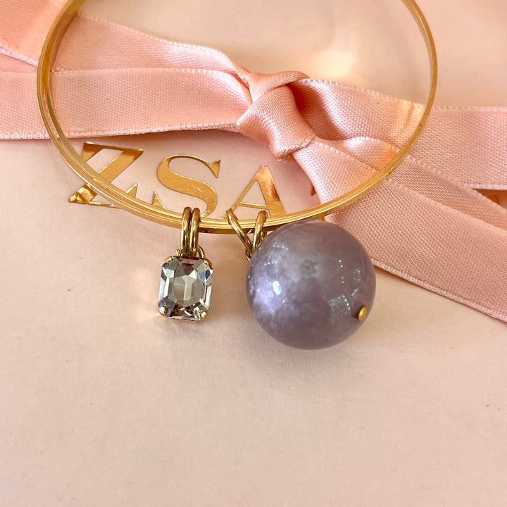 Grey Swarovski crystal bangle with grey ball