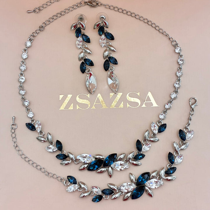Marquise navy blue Swarovski crystals set