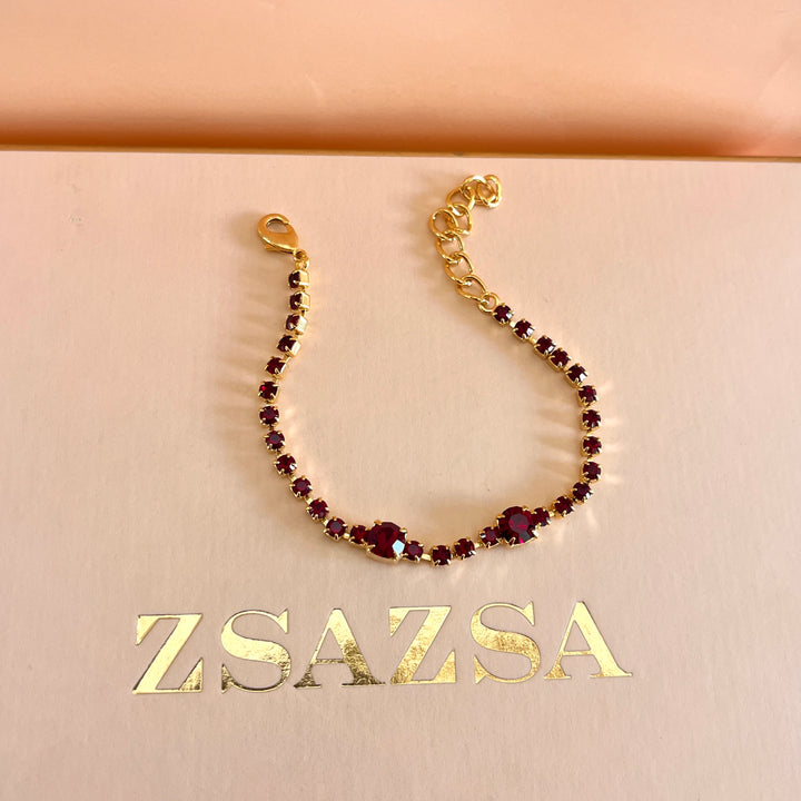 Dark red preciosa crystals bracelet