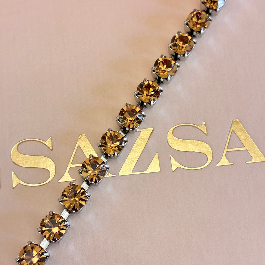 Bronze Preciosa crystals silver set