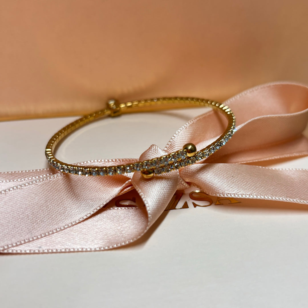 Dainty bronze rhinestone bangle