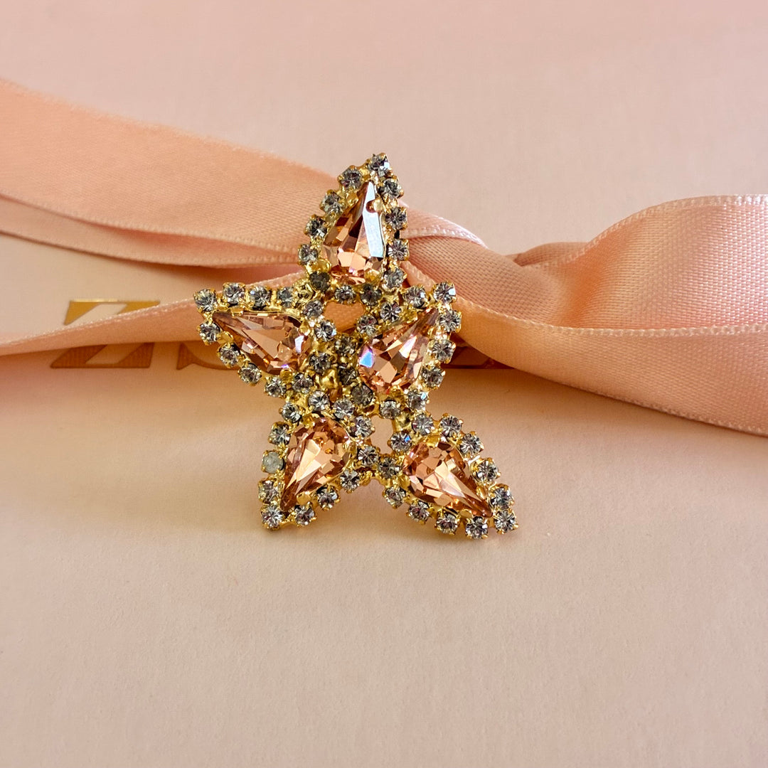 Peach teardrops Swarovski crystals set