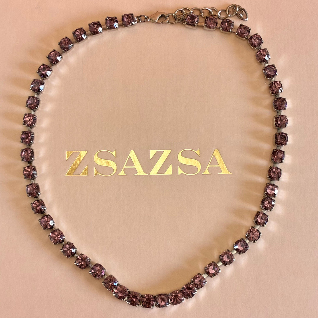 Mauve Preciosa crystals silver set