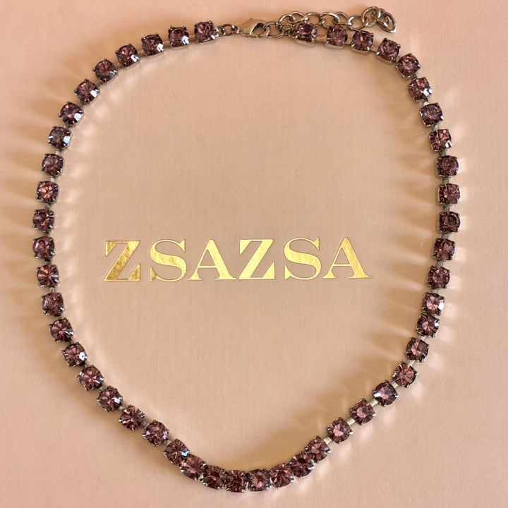 Mauve Preciosa crystals silver set