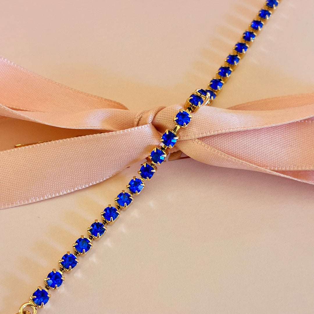 Dainty royal blue Swarovski crystals bracelet