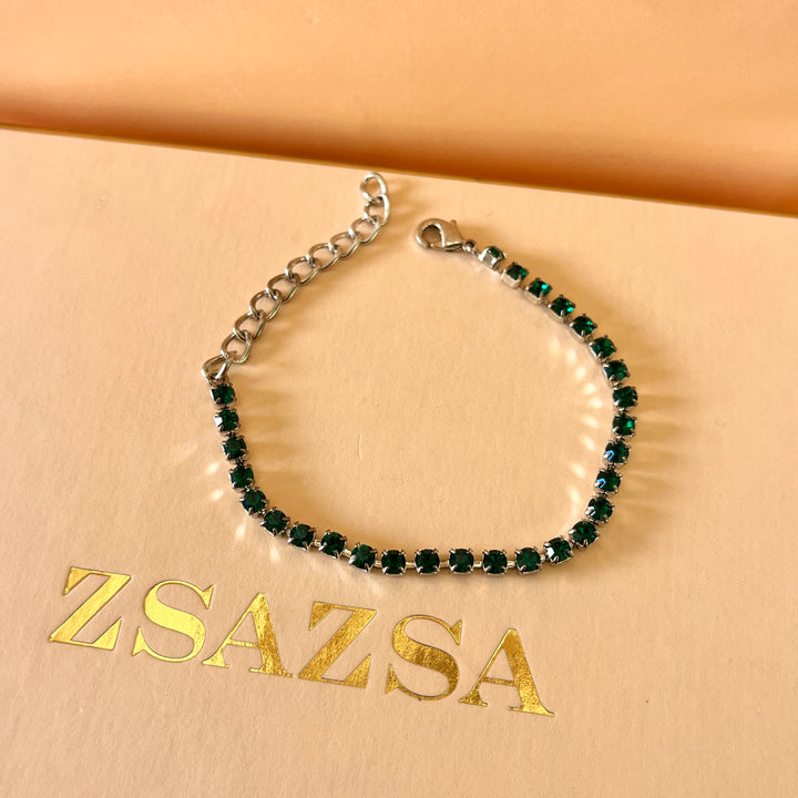 Dark green preciosa crystals bracelet