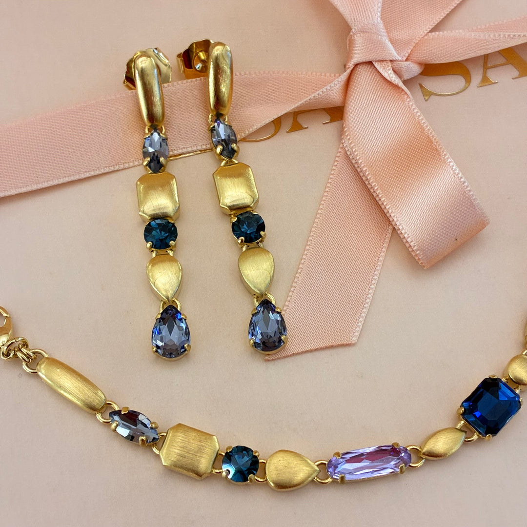 Mixed blue and purple Swarovski crystals set