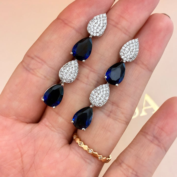 Navy blue zircone silver set