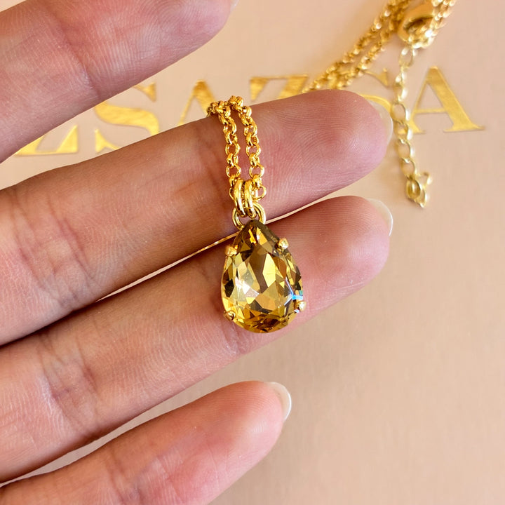 Bronze and light pink Swarovski crystals gold plated set