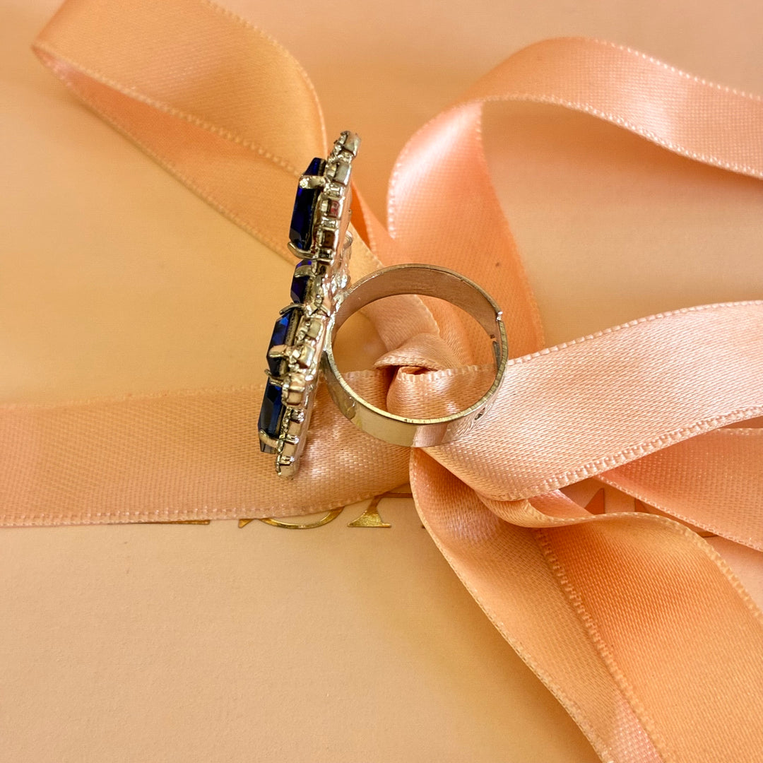 Royal blue Swarovski crystals silver set