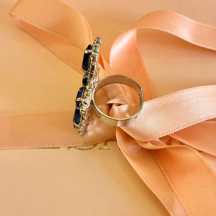 Royal blue Swarovski crystals silver set