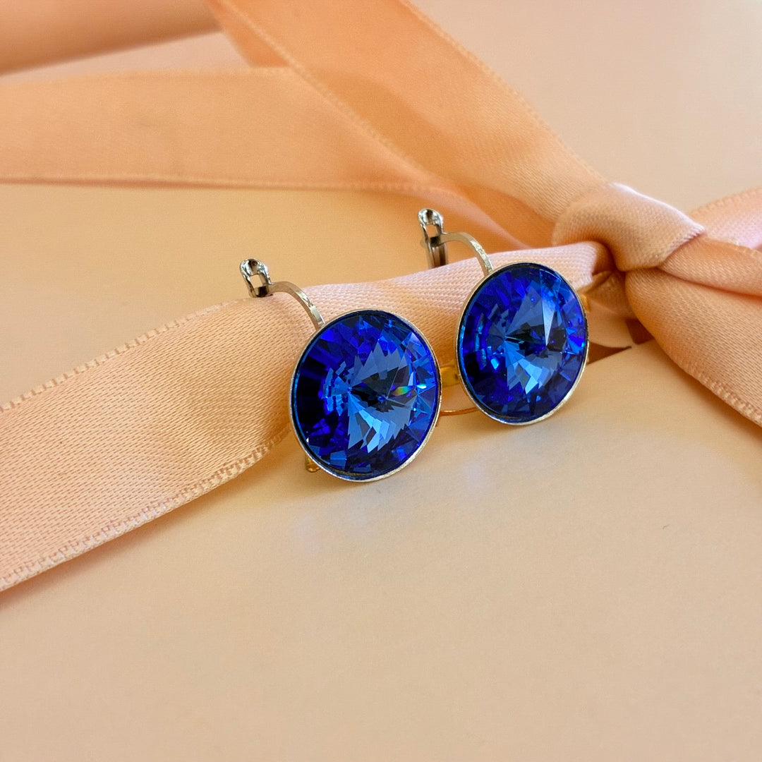 Royal blue Swarovski crystals silver hooks