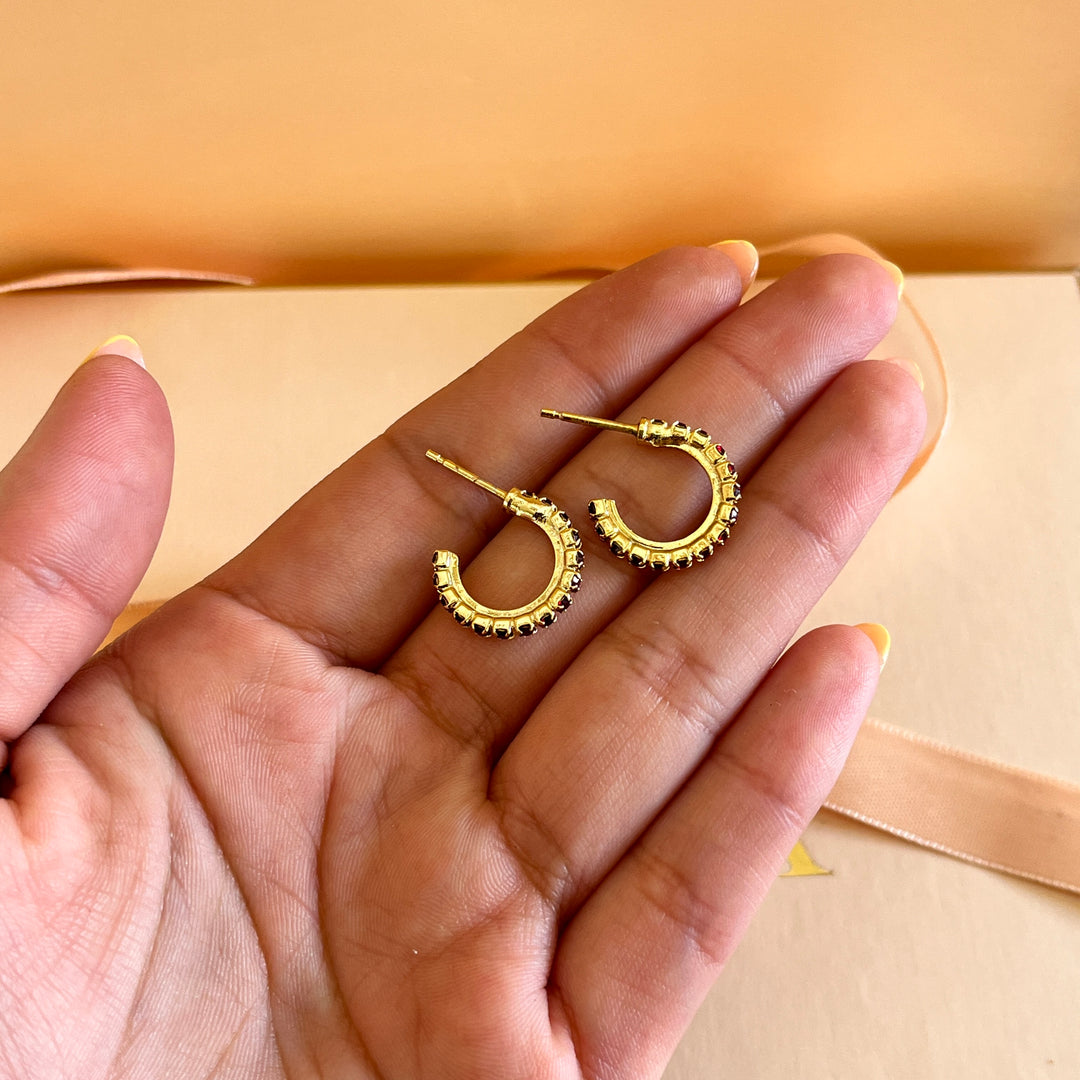 Dark red Swarovski Crystals hoops