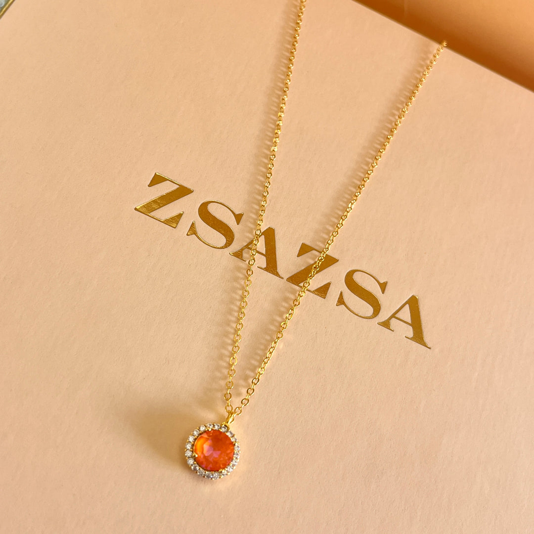 Coral zircone pendant