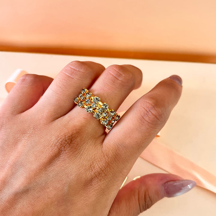 Grey preciosa crystals open band ring