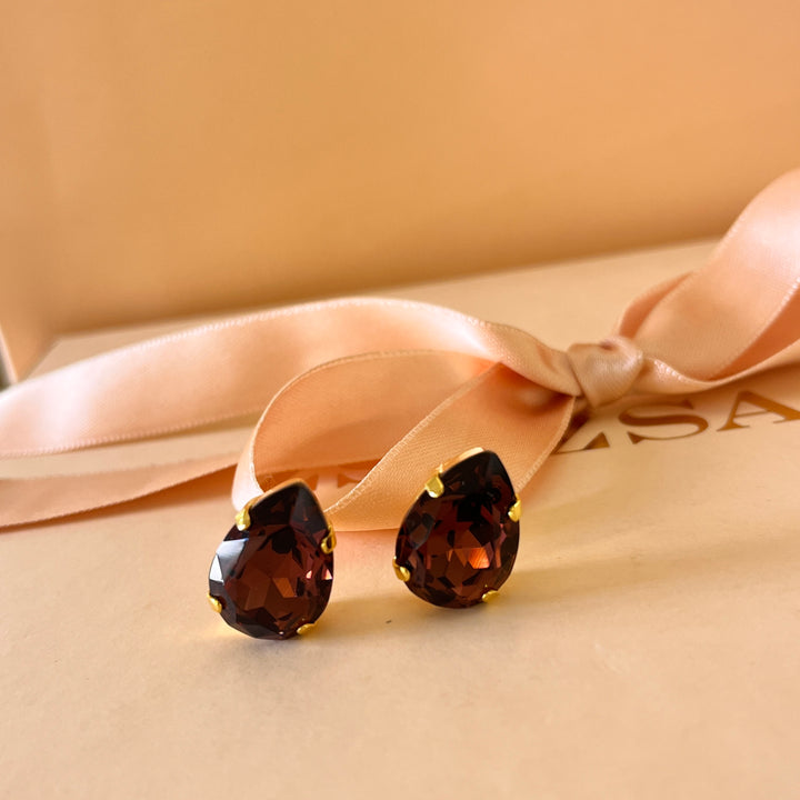 Purple teardrop Preciosa crystals set