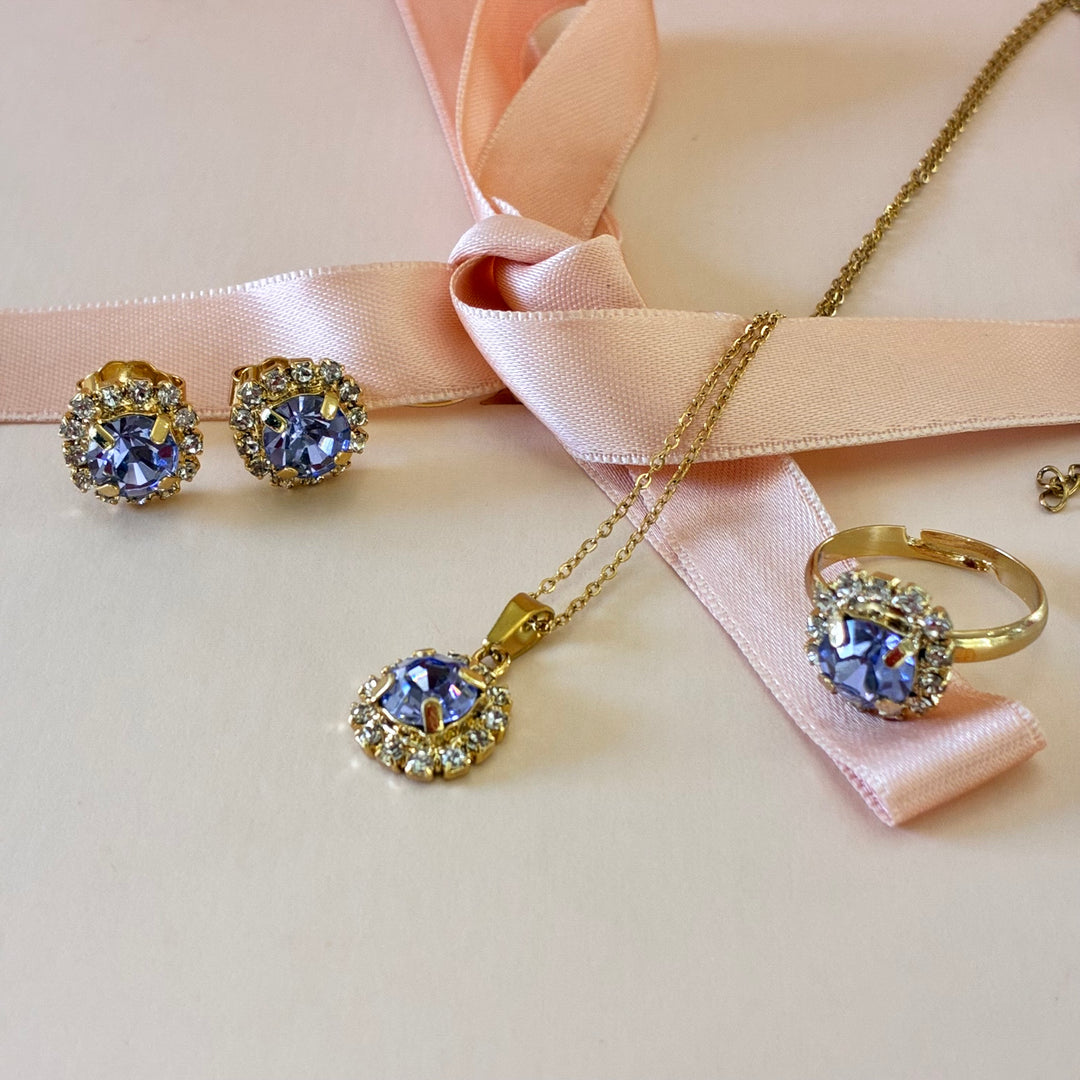 Lilac dainty Preciosa crystals gold plated set