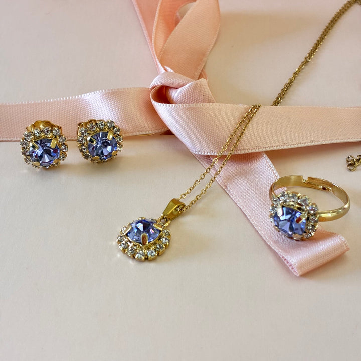 Lilac dainty Preciosa crystals gold plated set